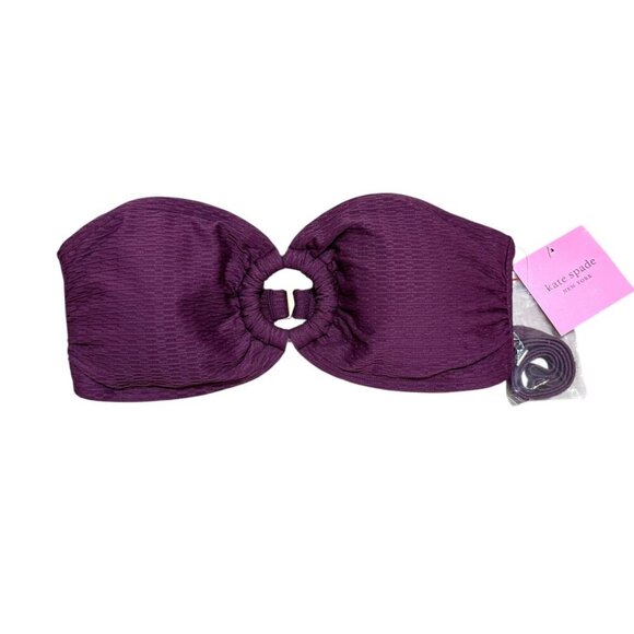 Kate Spade Size M Cabernet Ring Bandeau Textured Solids Bikini Top NWT - Picture 4 of 9